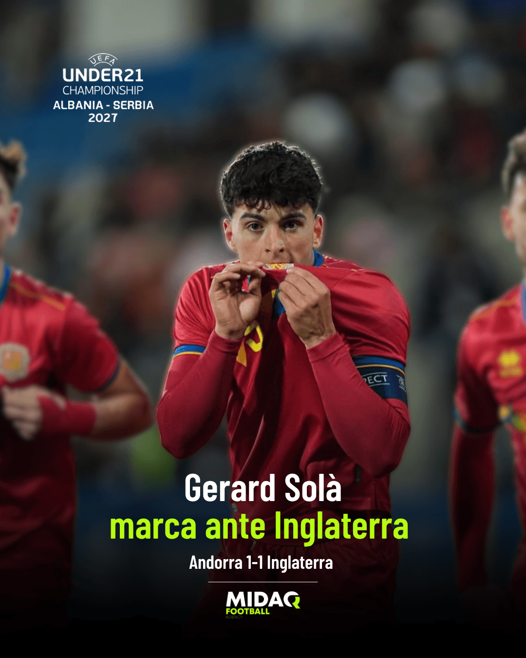 Gerard Solà brilla con la Sub21 de Andorra y marca ante Inglaterra